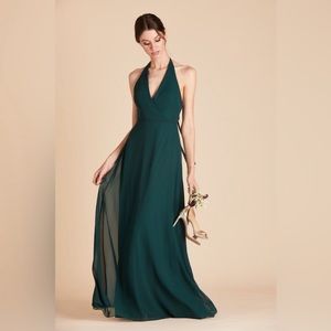 Birdy Grey “Moni” Chiffon Convertible Gown Maxi Dress Emerald Green, Medium